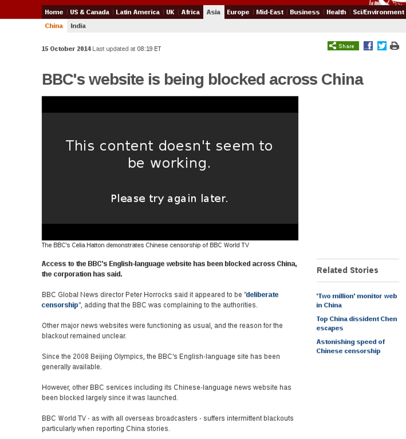 BBC Censoring China Censorship
